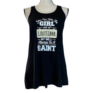 Louisiana Saints Racerback Tank Top Black Gold